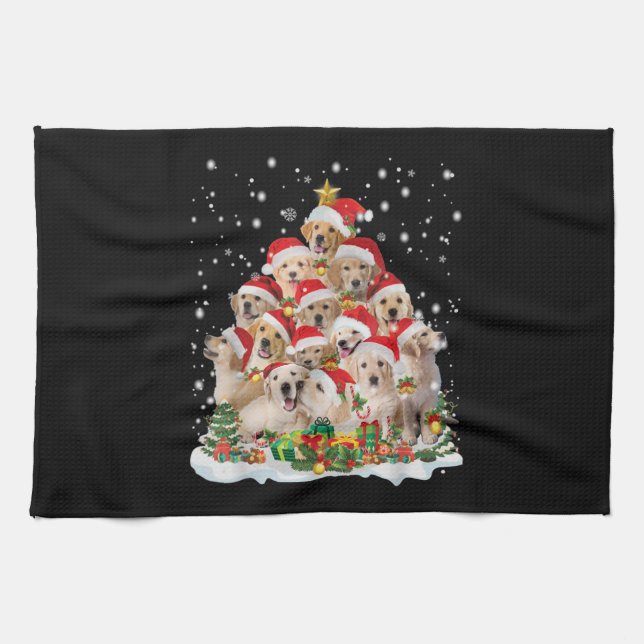 Golden Retriever Christmas Premium Kitchen Towel (Horizontal)