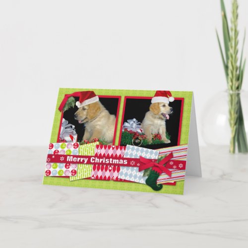 Golden Retriever Christmas puppies Holiday Card