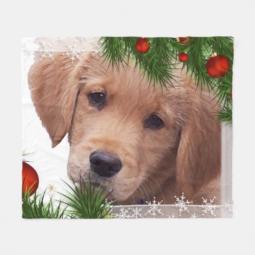 Golden Retriever Christmas_ Puppy Cute Dog Holiday Fleece Blanket