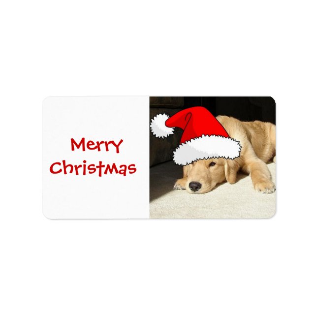 Golden Retriever Christmas Puppy Label (Front)
