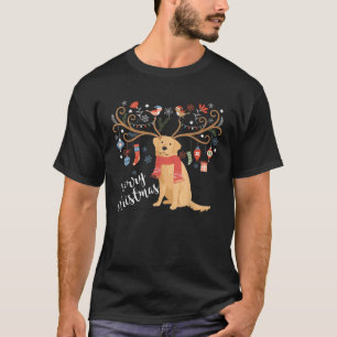 Golden Retriever Christmas Reindeer Dog Men Women  T-Shirt