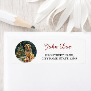 Golden Retriever Christmas Return Address Label