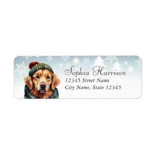 Golden Retriever Christmas Return Address Labels