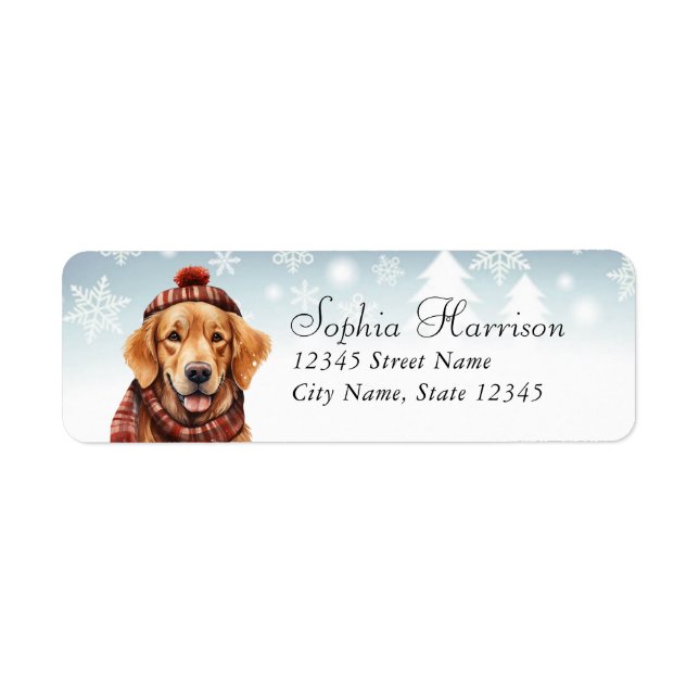Golden Retriever Christmas Return Address Labels (Front)