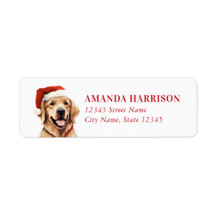 Golden Retriever Christmas Return Address Labels