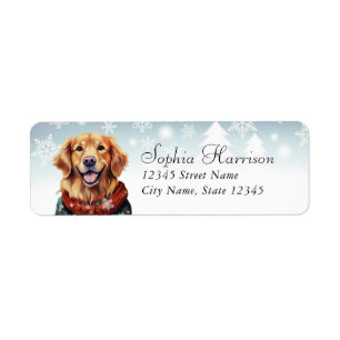 Golden Retriever Christmas Return Address Labels