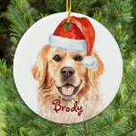Golden Retriever Christmas Santa Cute Dog Ceramic Ornament<br><div class="desc">Decorate your tree and spoil your favorite golden retriever this holiday season with this adorable golden retriever santa puppy ornament and matching decor . A wonderful gift to all golden retriever overs. This golden retriever christmas ornament will be a favorite among golden lovers. Visit our collection for matching golden christmas...</div>