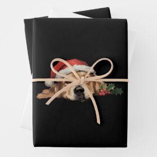 Golden Retriever Christmas Santa Hat Dog Xmas Wrapping Paper Sheets