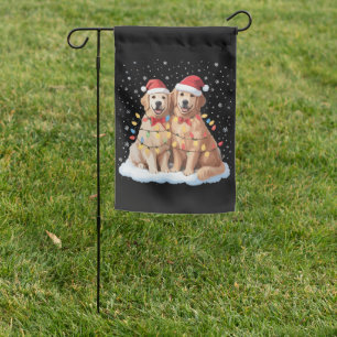Golden Retriever Christmas Santa Hat Reindeer  Garden Flag