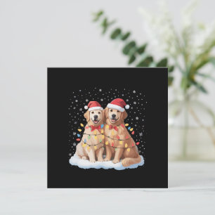 Golden Retriever Christmas Santa Hat Reindeer Holiday Card