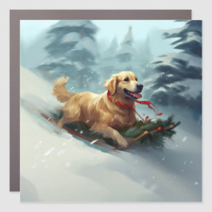 Golden Retriever Christmas snow winter  Car Magnet