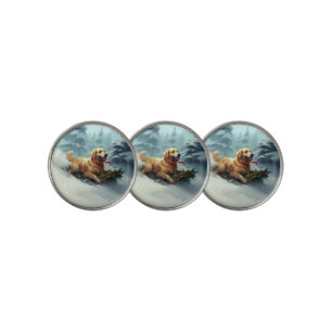 Golden Retriever Christmas snow winter Golf Ball Marker