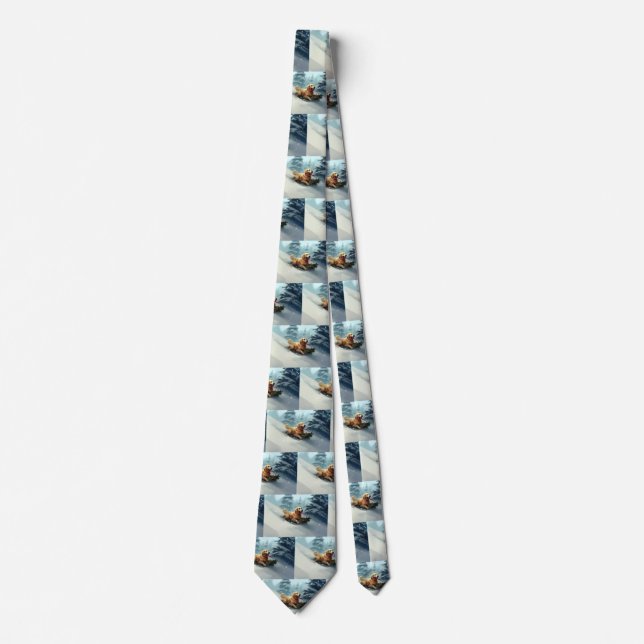 Golden Retriever Christmas snow winter  Neck Tie (Front)