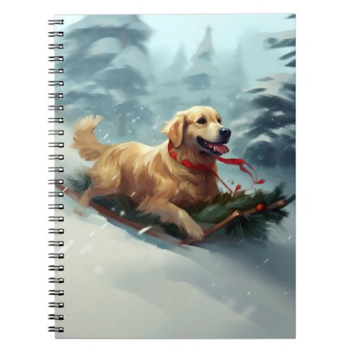 Golden Retriever Christmas snow winter  Notebook