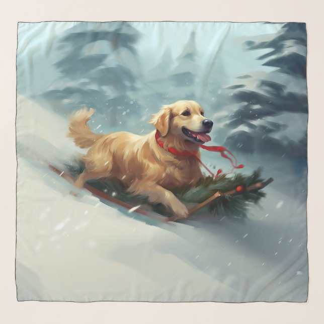 Golden Retriever Christmas snow winter  Scarf (Front)