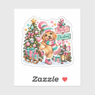 Golden Retriever Christmas Sticker