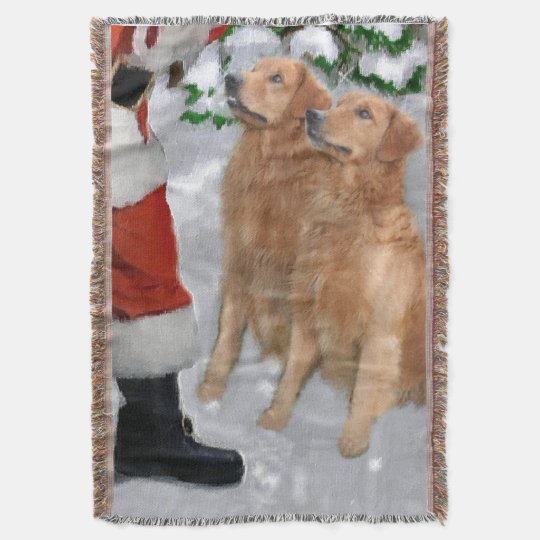 Golden Retriever Christmas Throw Blanket