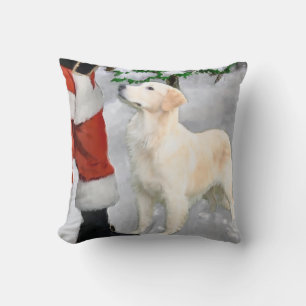 Golden Retriever Christmas Throw Pillow