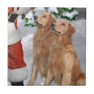Golden Retriever Christmas Tile