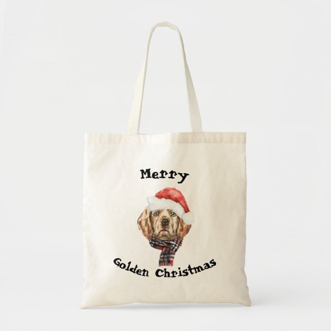 Golden Retriever Christmas Tote Bag (Front)