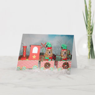 Golden Retriever Christmas Train Holiday Card