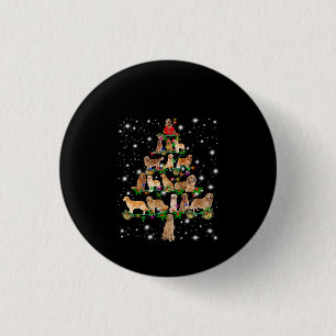 Golden Retriever Christmas Tree Covered By Flash Button
