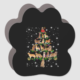 Golden Retriever Christmas Tree Covered By Flash Car Magnet