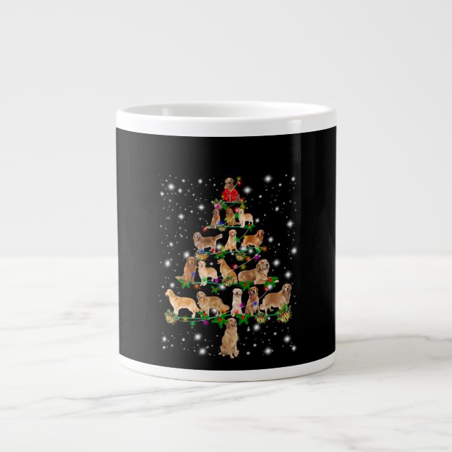 Golden Retriever Christmas Tree Covered By Flash Giant Coffee Mug (Front)