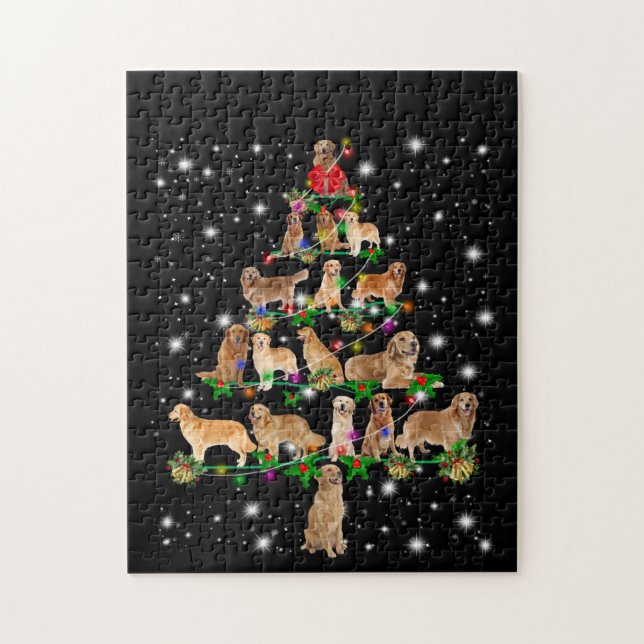 Golden Retriever Christmas Tree Covered By Flash Jigsaw Puzzle (Vertical)