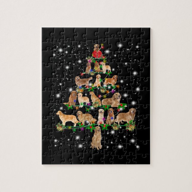 Golden Retriever Christmas Tree Covered By Flash Jigsaw Puzzle (Vertical)