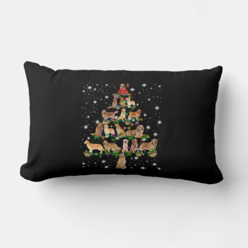 Golden Retriever Christmas Tree Covered By Flash Lumbar Pillow