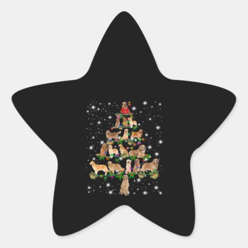 Golden Retriever Christmas Tree Covered By Flash Star Sticker