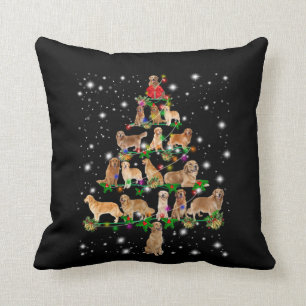 Golden Retriever Christmas Tree Covered By Flash Throw Pillow
