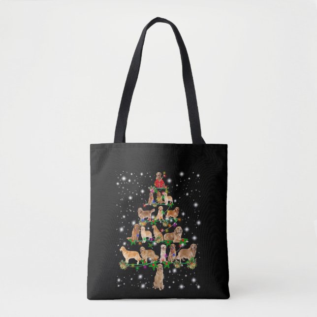 Golden Retriever Christmas Tree Covered By Flash Tote Bag (Front)