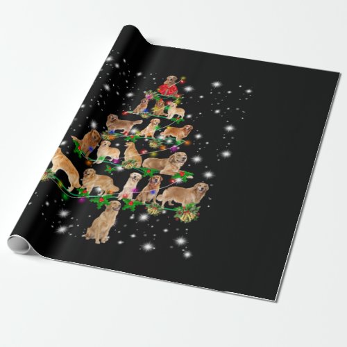 Golden Retriever Christmas Tree Covered By Flash Wrapping Paper