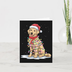 Golden Retriever Christmas Tree Cute Santa Hat Lig Card