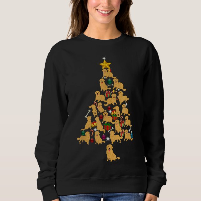 Golden Retriever Christmas Tree Funny Xmas Dog Sweatshirt (Front)