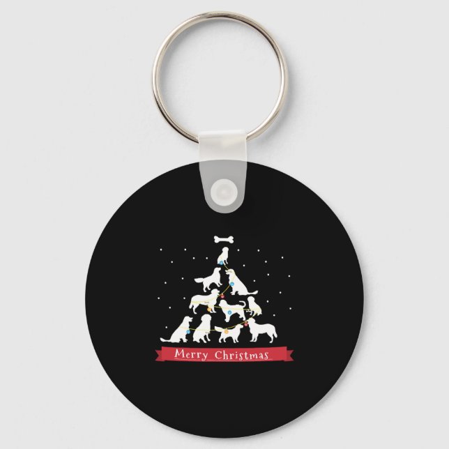 Golden Retriever Christmas Tree Keychain (Front)