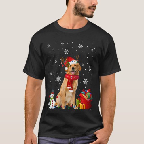 Golden Retriever Christmas Tree Lights Dog Puppy T_Shirt