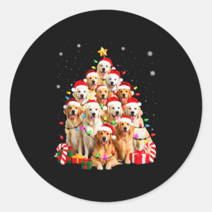 Golden Retriever Christmas Tree Ornament Decor Xma Classic Round Sticker