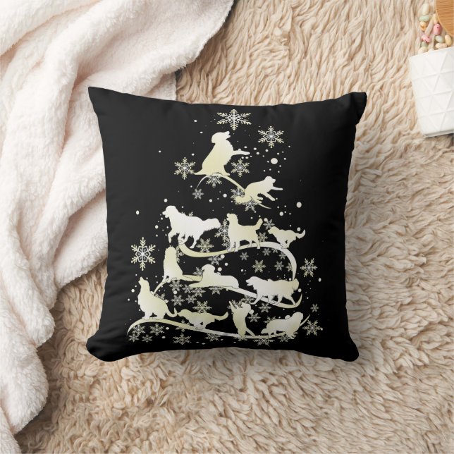 Golden Retriever Christmas Tree Xmas Dog Owner Throw Pillow (Blanket)
