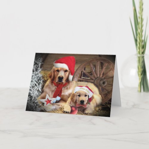 Golden Retriever Christmas Western Style Holiday Card