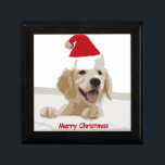 Golden Retriever Christmas with Santa Hat Gift Box<br><div class="desc">Golden Retriever Christmas with Santa Hat</div>