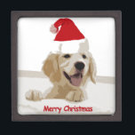 Golden Retriever Christmas with Santa Hat Jewelry Box<br><div class="desc">Golden Retriever Christmas with Santa Hat</div>