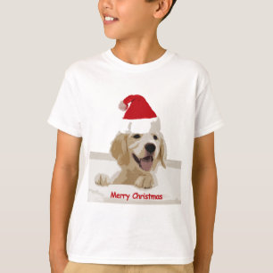 Golden Retriever Christmas with Santa Hat T-Shirt