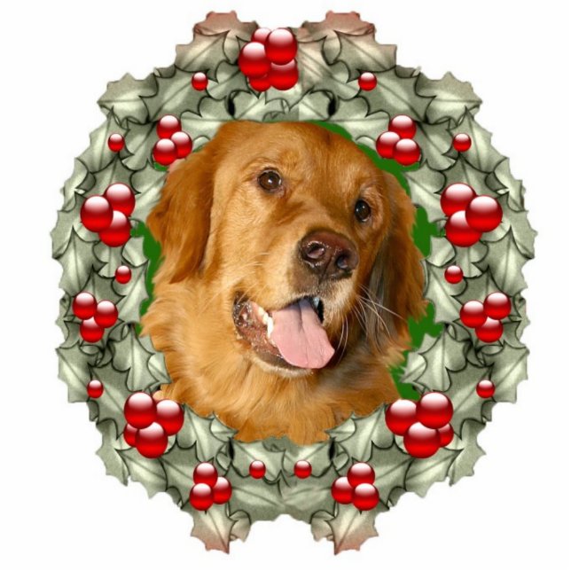 Golden Retriever Christmas wreath Cutout (Front)