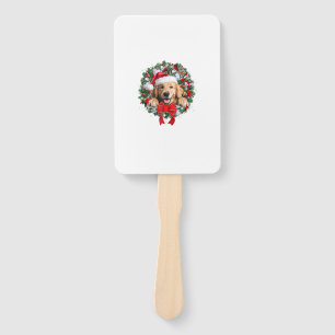 Golden Retriever Christmas Wreath Decoration Xmas Hand Fan