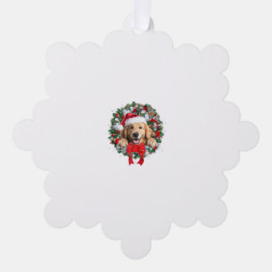Golden Retriever Christmas Wreath Decoration Xmas Ornament Card