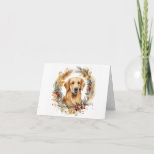 Golden Retriever Christmas Wreath Festive Pup Card