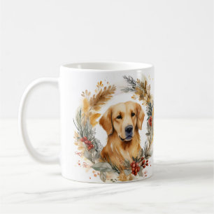 Golden Retriever Christmas Wreath Festive Pup Coffee Mug
